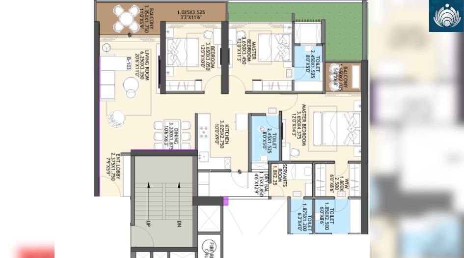 Ganga-Platinum-FLoor-plan-3 BHK-1459 sqft